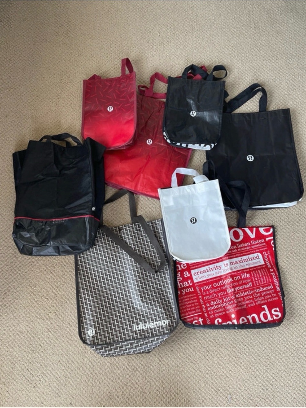 Bundle of 8 Lululemon Shopping Bags